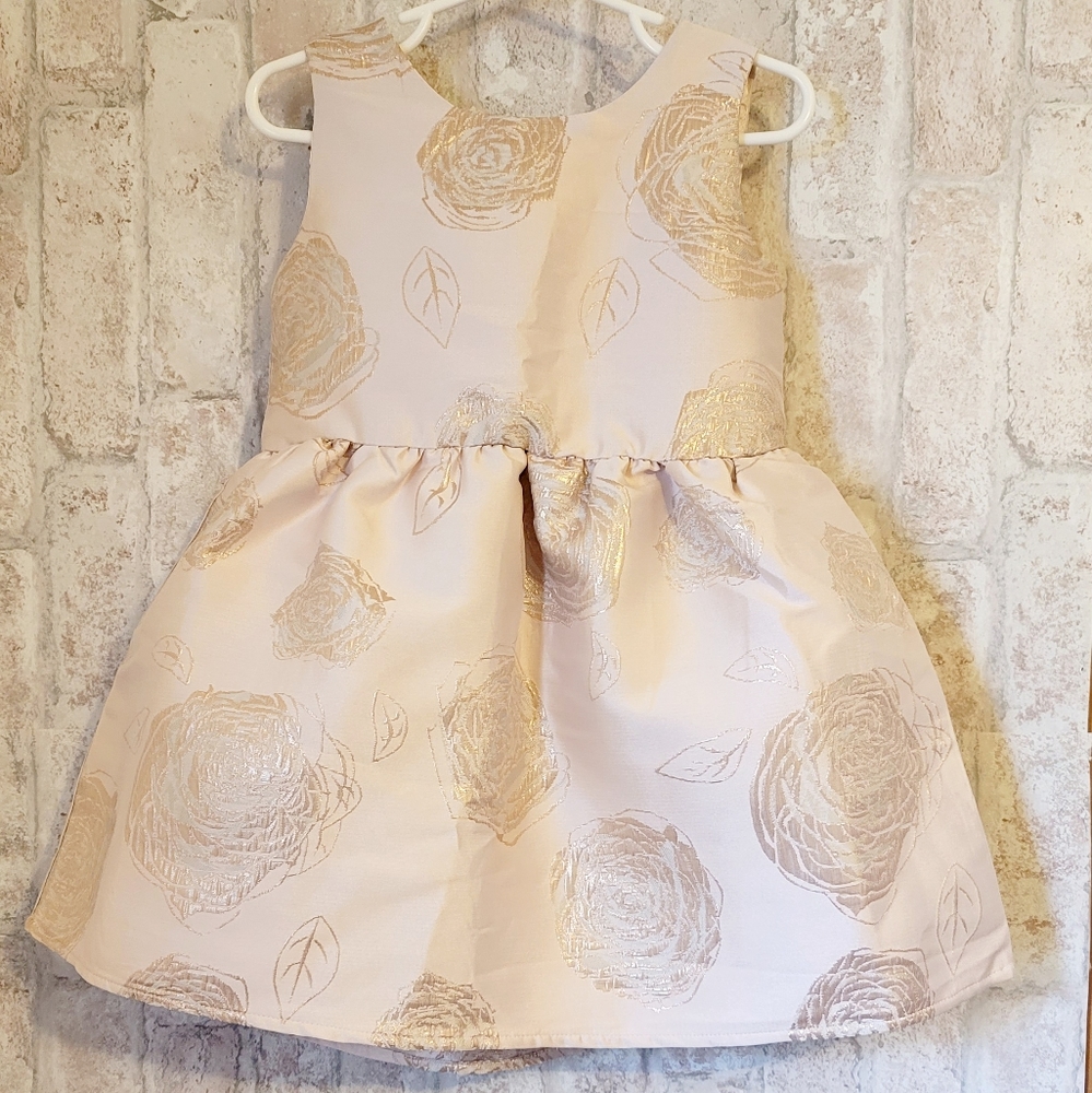 Toddler Sleeveless Foil Floral Print Jacquard Woven Fit & Flare Dress